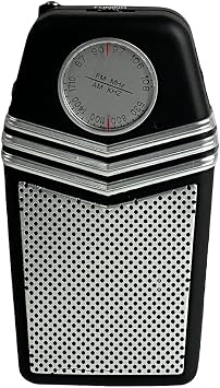 Portable AM FM Radio - Retro Vintage Transistor Pocket Radio with Telescoping Antenna & Headphone Jack - Battery Operated - Classic 1950s Design - Black
