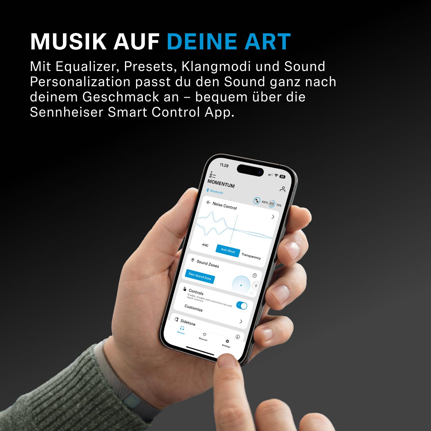Sennheiser MOMENTUM 4 Wireless Noise Cancelling Headphones – Bluetooth Kopfhörer Headset für kristallklare Anrufe mit adaptiver Geräuschunterdrückung, Over-Ear, 60 h Akku, faltbar, Schwarz/Kupfer