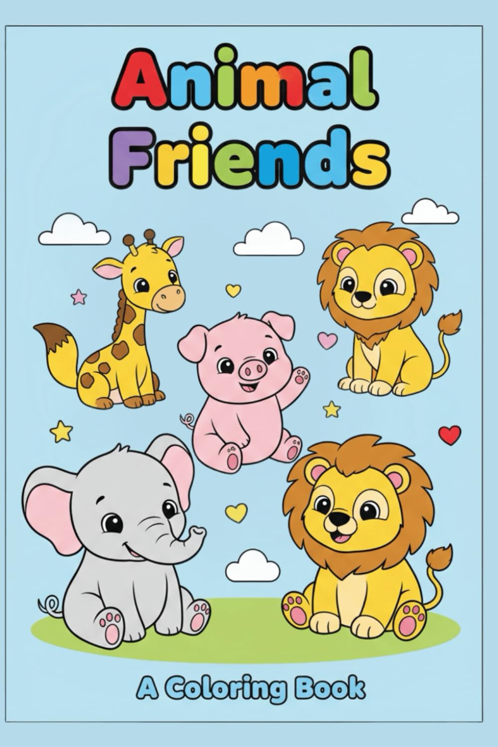 Cute Animals Coloring Book: Farm, Wild, Ocean and Fantasy Animals for Kids