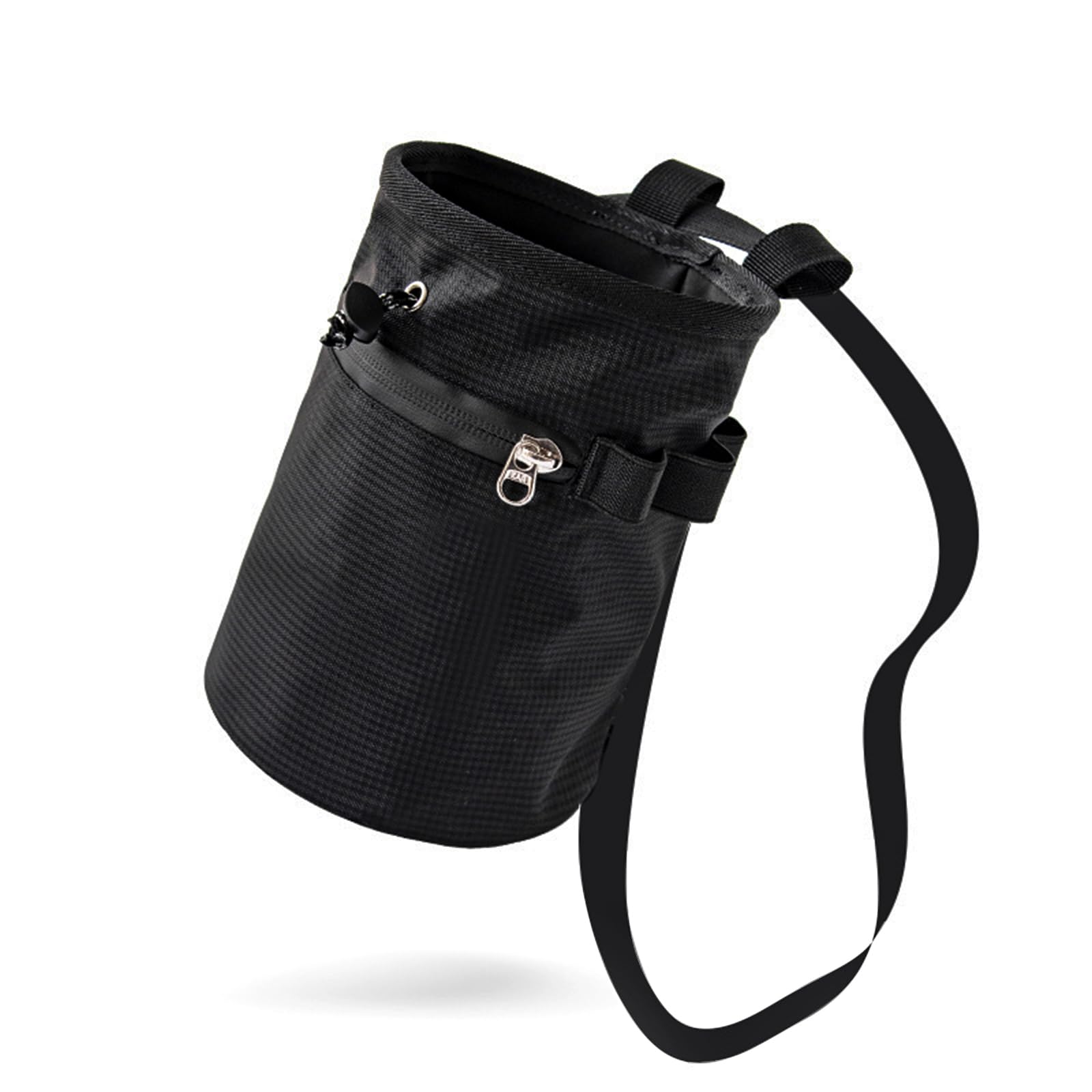Oxford Cloth Chalk Bag for Rock Climbing, Waterproof & Leak-Proof Storage Pouch with 2 Zipper Pockets & Adjustable Waist Belt, Versatile for Fitness & Daily Use, Ideal Rock Climbing Gear(BLACK)