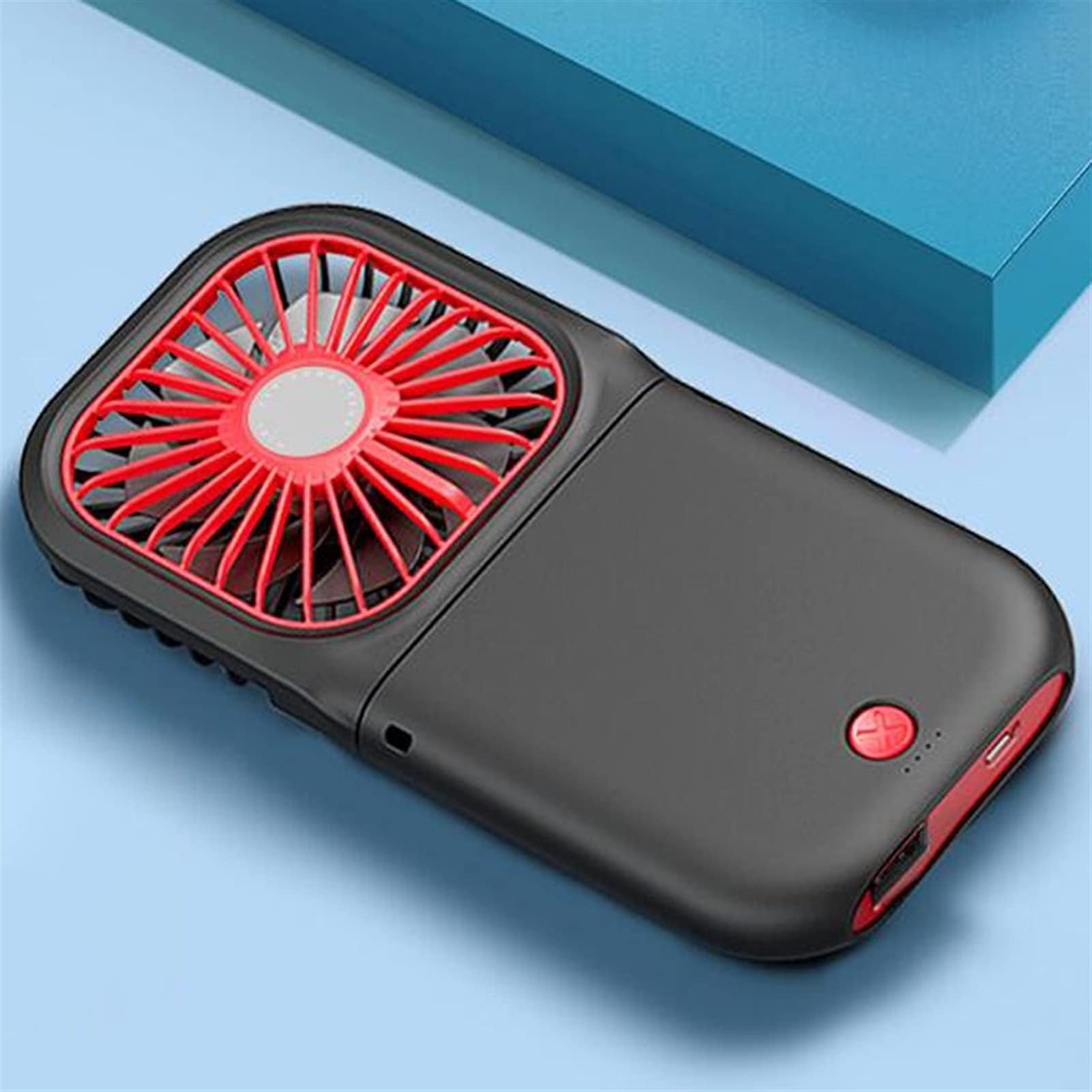 TONGQIANG Folding hanging neck fan desktop USB mute charging mini blower Student Travel Portable lazy hand-held ventilator (Color : Black)