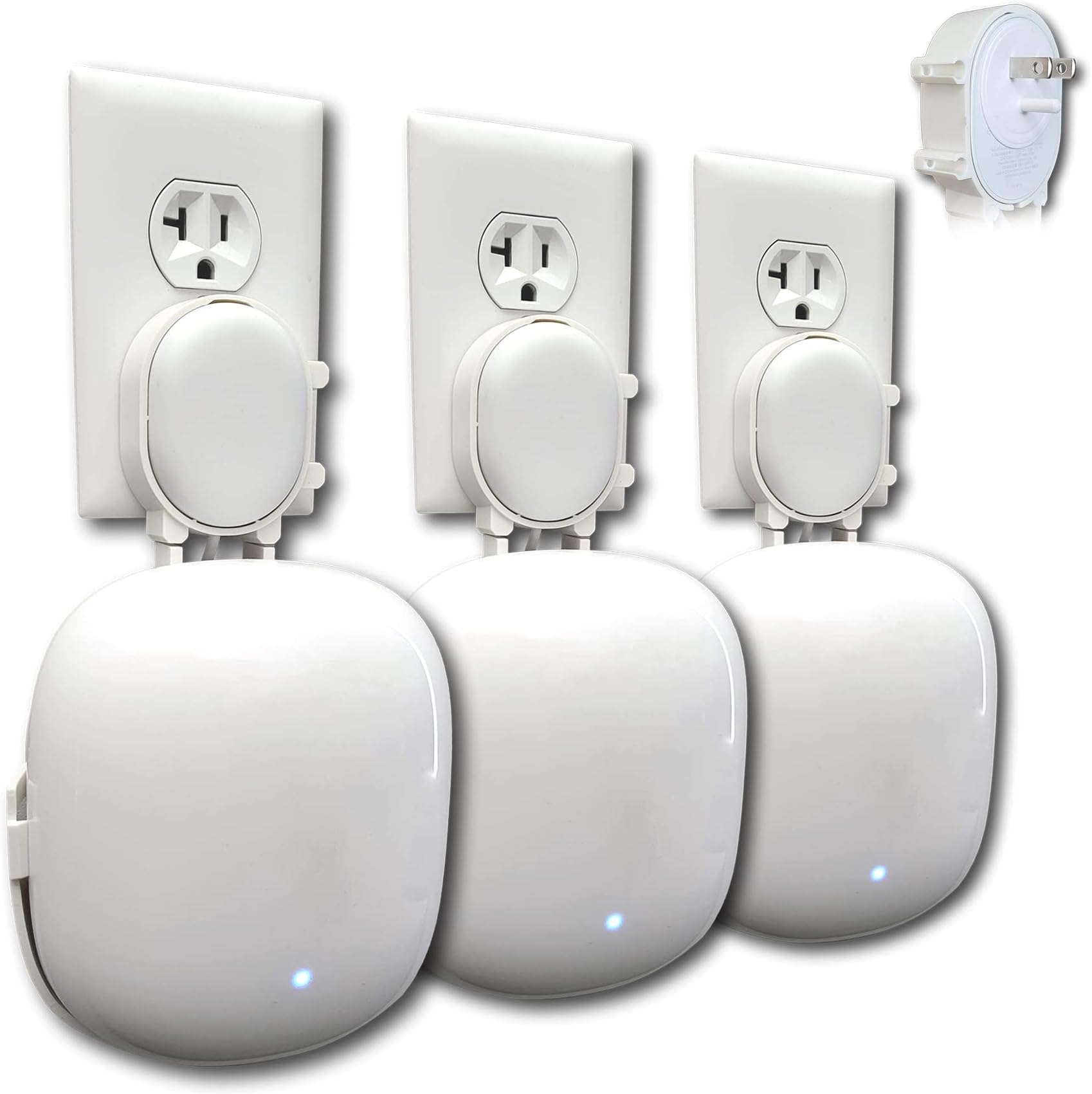 Mount Genie The Nest WiFi Pro Wall Outlet Holder Stand (3-Pack) | Lowest Profile | Open Access | No Messy Screws or Tape | Reinforced Support | Horizontal and Vertical Outlets