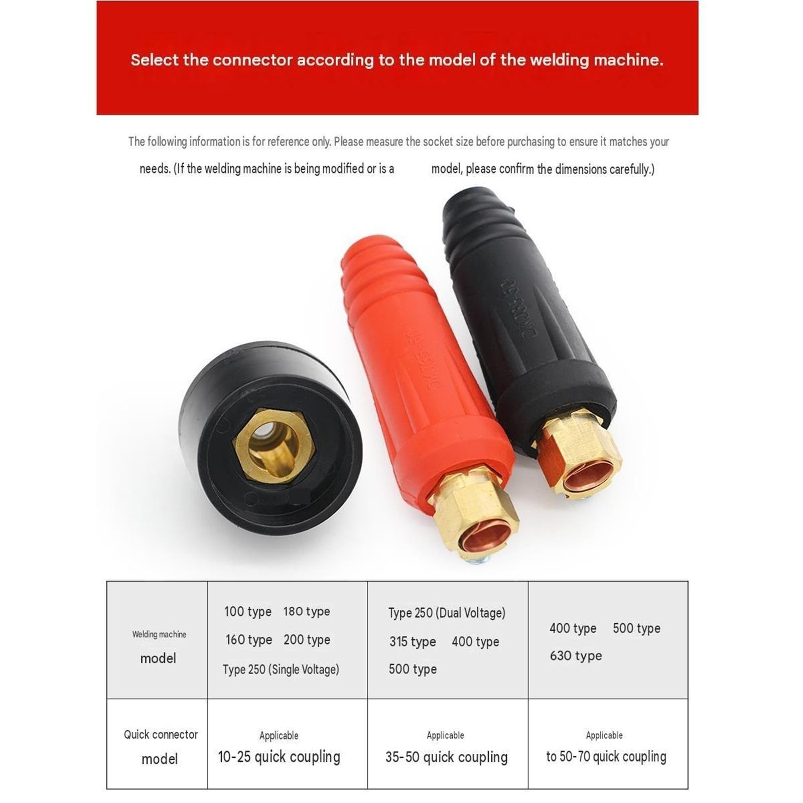 Conector De Cable Soldadura Montaje Rápido, 3 Uds., DKJ10-25/35-50/50-70/70-95(DKJ35-50 (red+black))