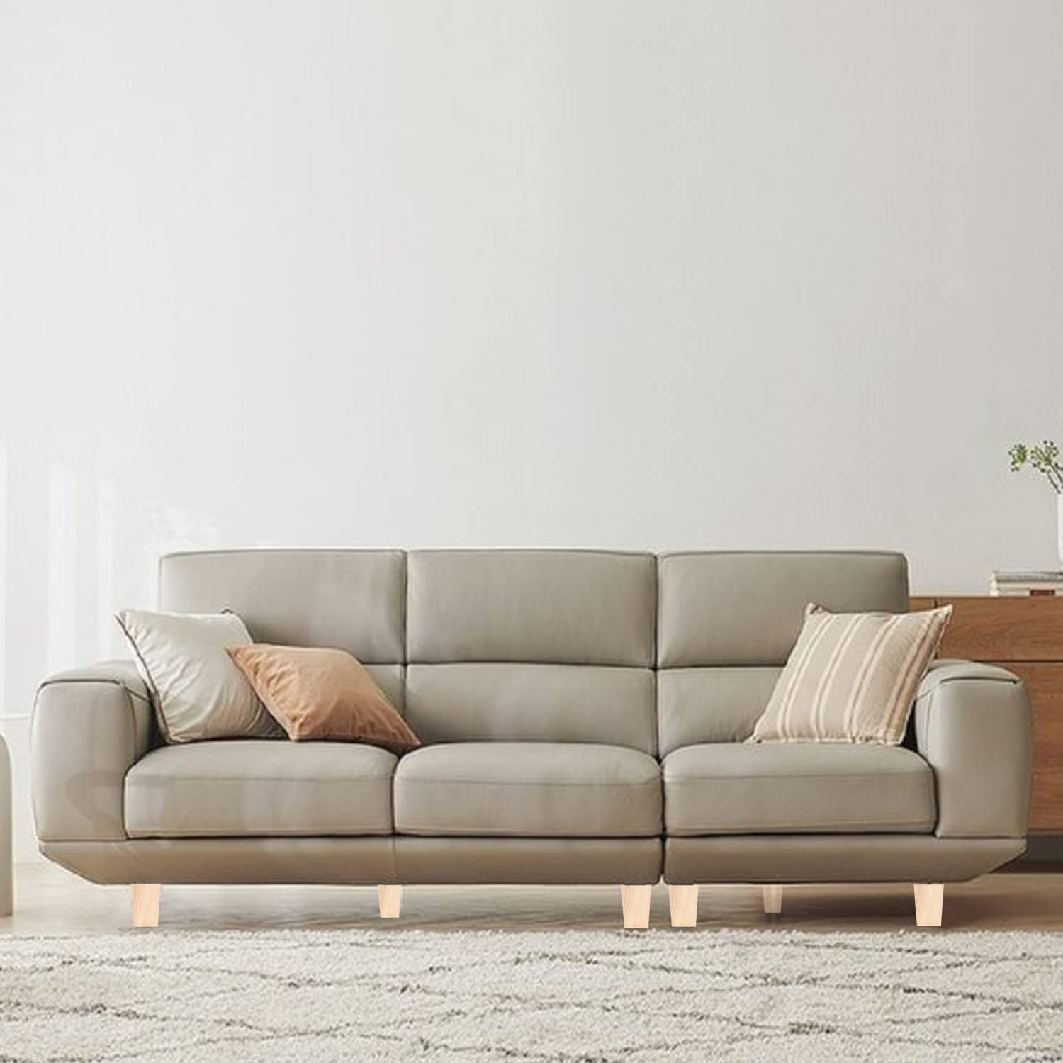 MOBILIARIOCLICHI Lot De 4 Pieds En Bois De Hêtre Massif De 12 Cm De Haut Pour Rénover Ou Rehausser Les Meubles, Canapés, Fauteuils, Armoires, Sommiers. Naturel Et Noir (naturel