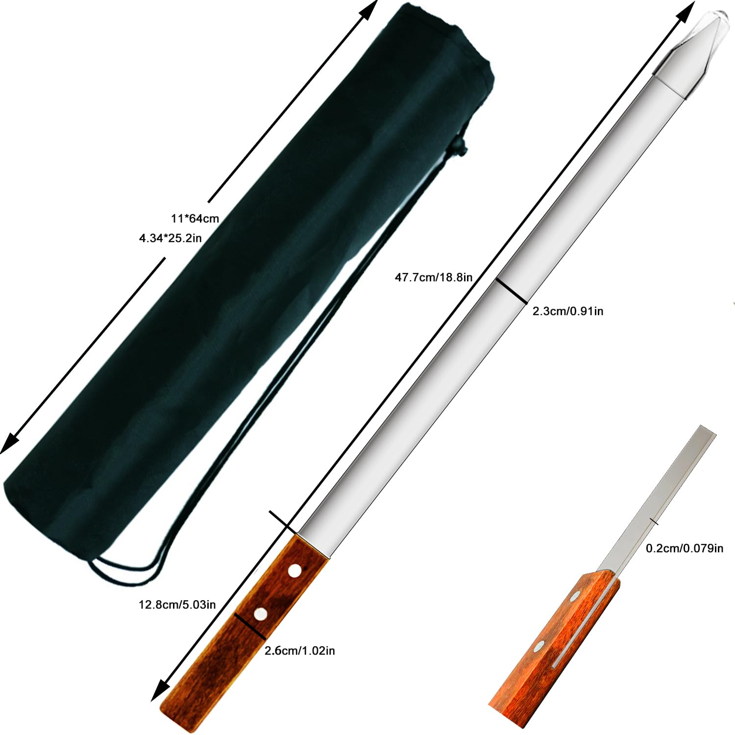 Voniel 23.6 Inch Long Kabob Skewers,0.91Inch Wide Skewers for Kabobs,Metal Stainless Steel Skewers for Grilling,Extra Large Flat Kebab BBQ Skewers,Barbecue Kabob Sticks with Wood Handle,Set of 7 Kebob