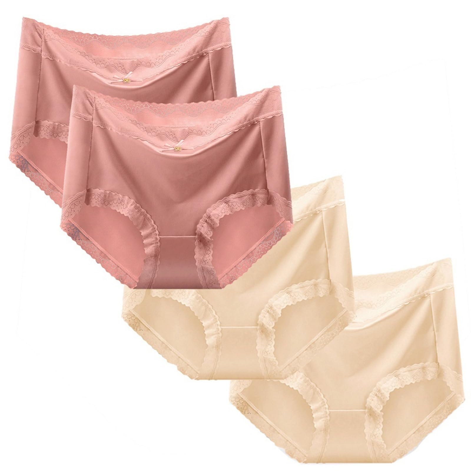 3/4/6-Pack Plus Size Majtki dla Kobiet Oddychające Bielizna Wysoki Stan Stringi Damskie Figi Miękkie Majtki z Koronką