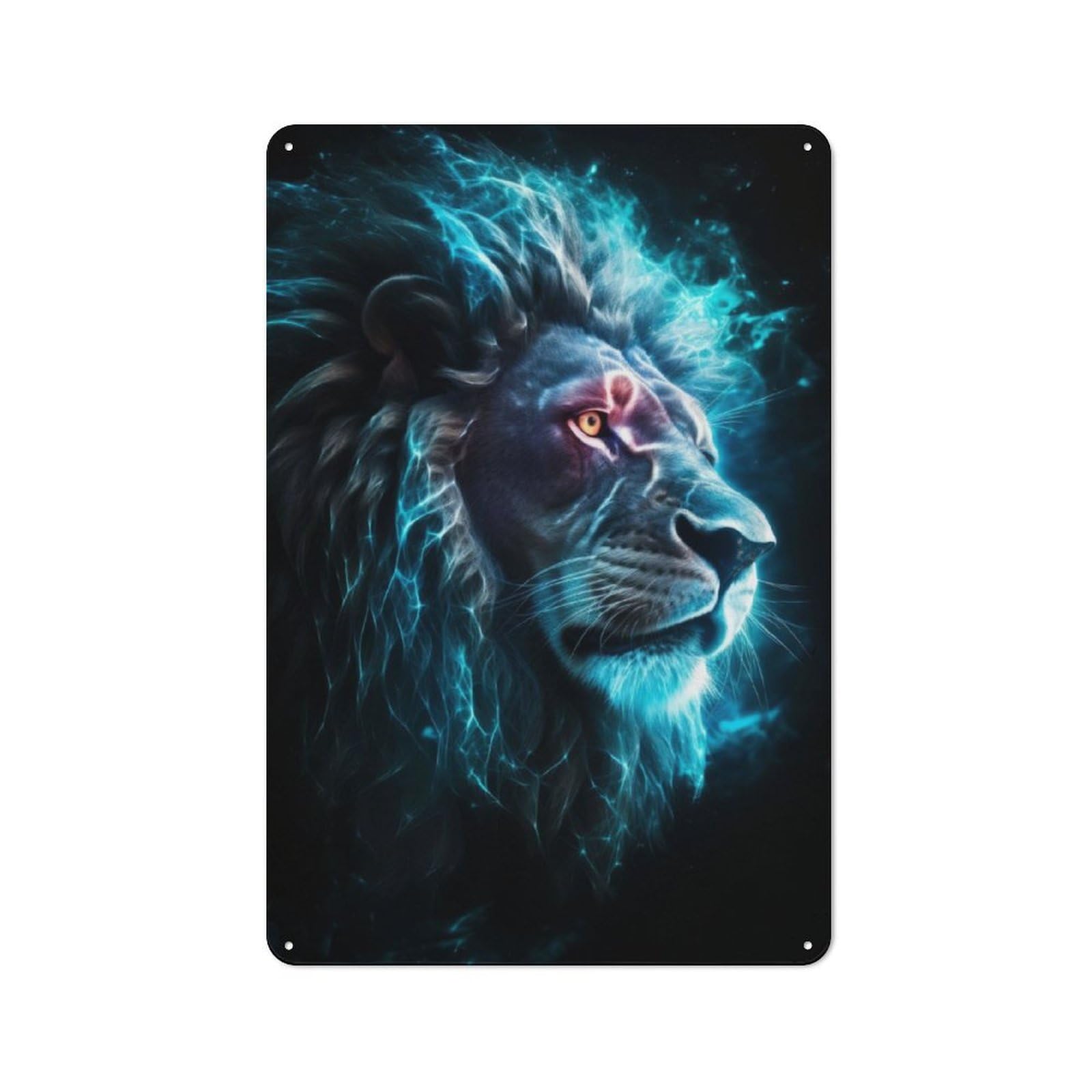 Junmoney Neon Lion Nebulae For Lounge Or Reading Corner, Retro Metal Plaque 30X20cm, For Vintage Wall Decor Fans, For Metal Sign Collectors