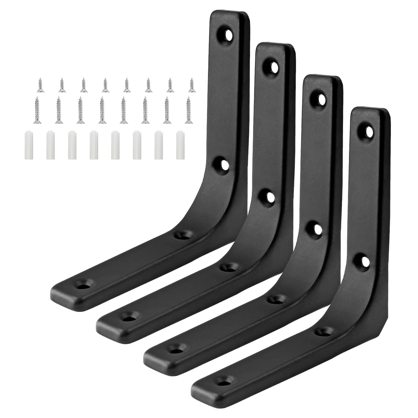 4Pcs Heavy Duty L Shape Wall Bracket Inch Floating Shelf Joint Angled Bracket for Installation with Screw Stainless Steel