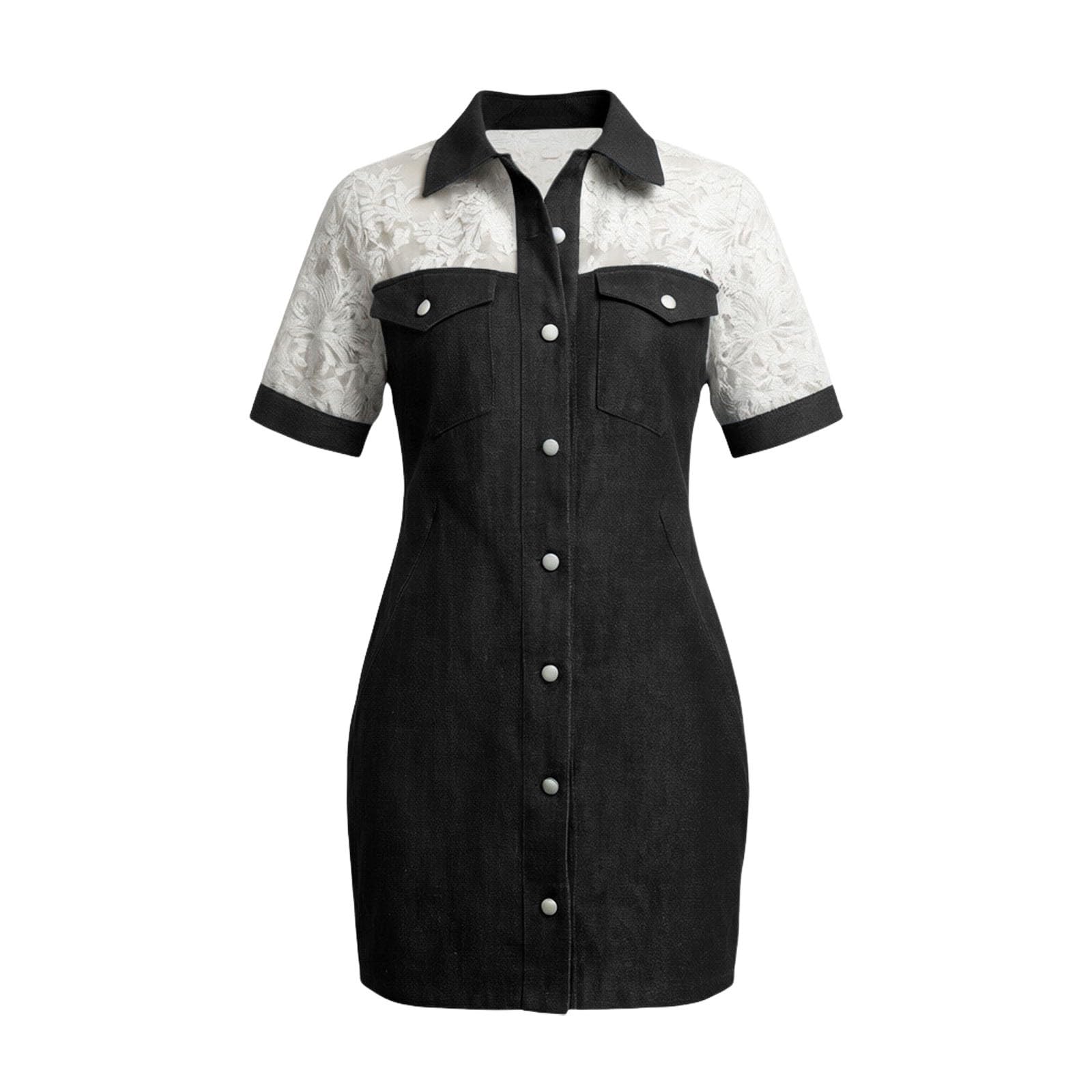 Elegante Vestido Casual de Encaje con Detalles en Contraste, sin Mangas, Corte Ajustado, Ideal para Fiestas, Discotecas o como Atuendo Urbano.