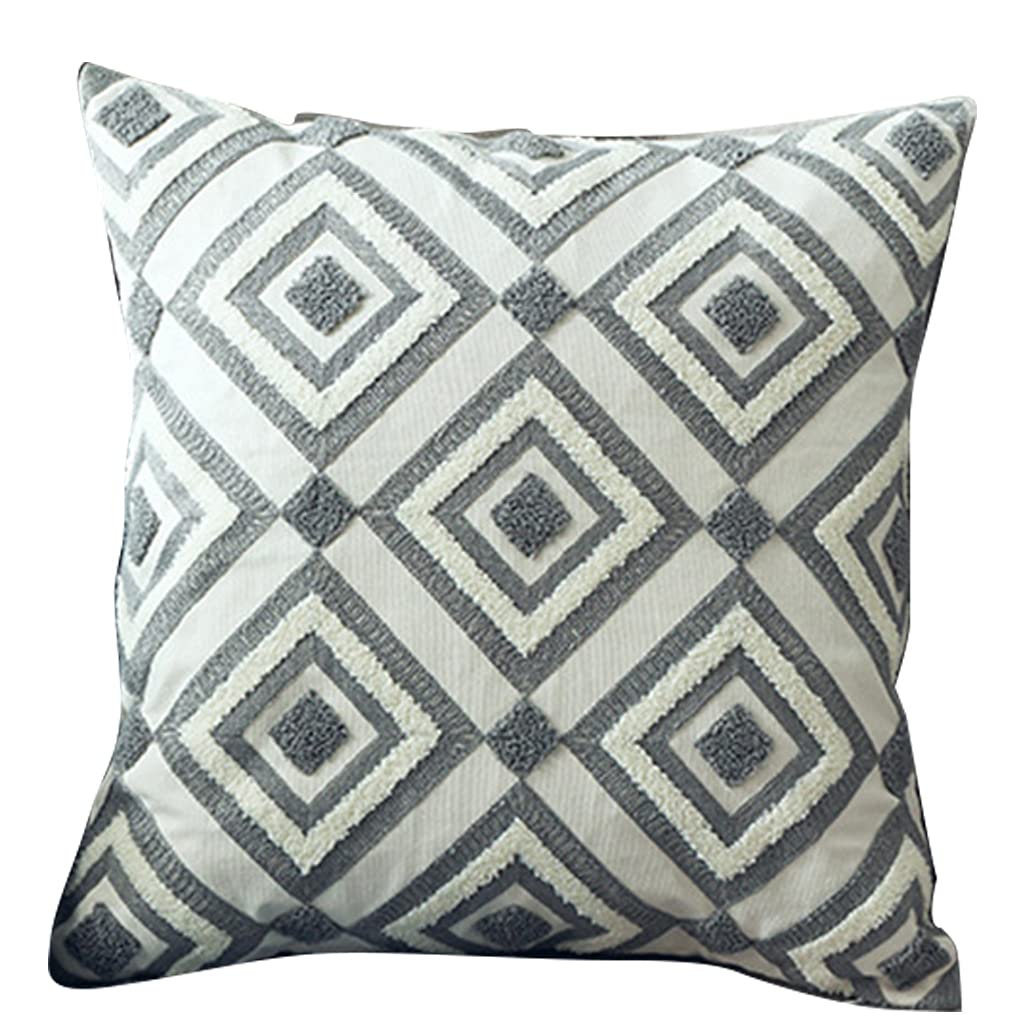 Tsophreniq Geometric Embroidery Cushion Cover 45x45cm Abstract Pillow Cover for Living Room Sofa Home DecorationYellow Gray