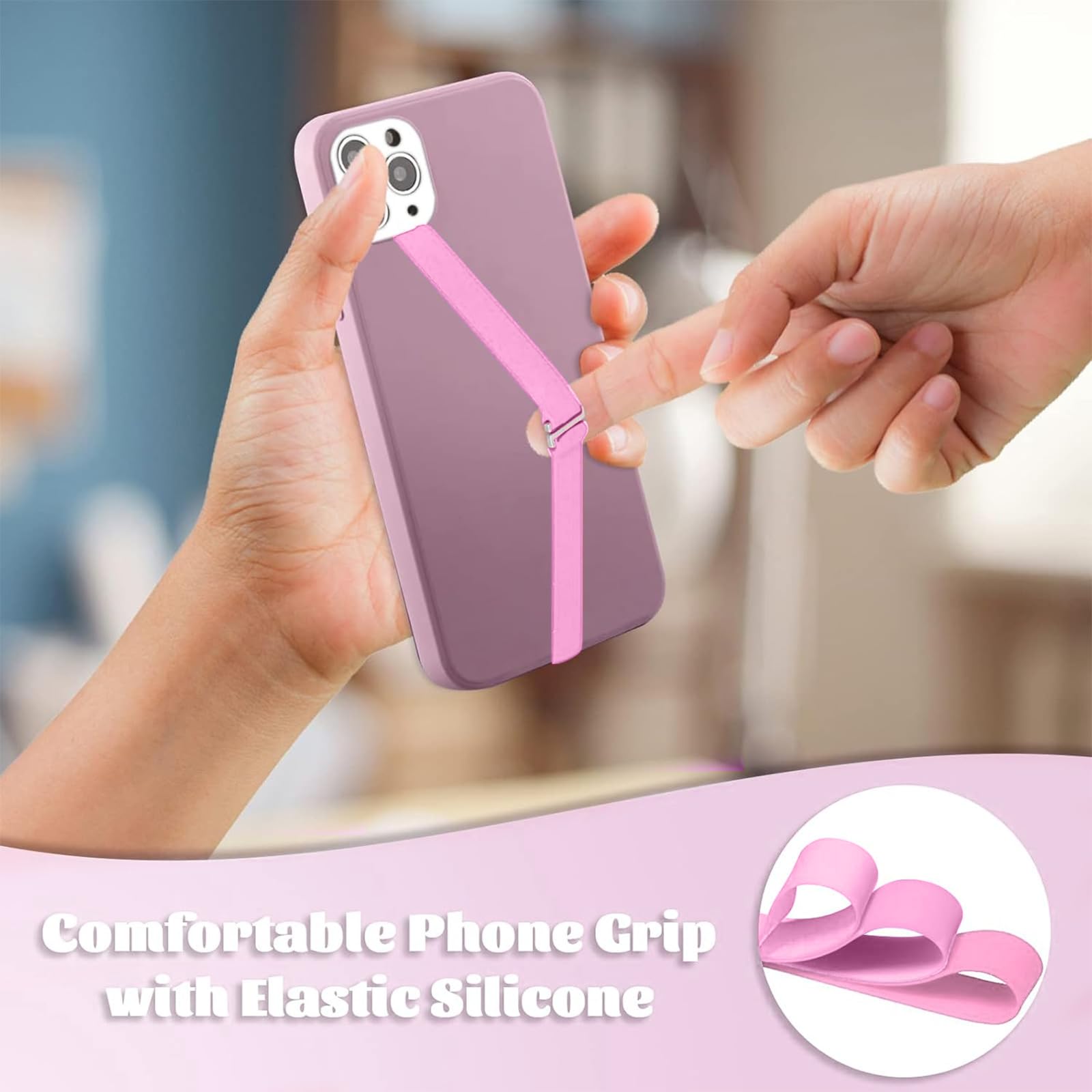 Supporto per telefono in silicone, 3 pezzi, con clip per telefono con clip da dito, per iPhone 15/15 Pro, telefono Android (210, 3, rosa)