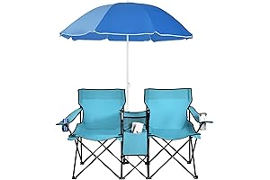 Balcony Umbrella with Base for Apartments: Goplus Double Camping Chair with Umbrella