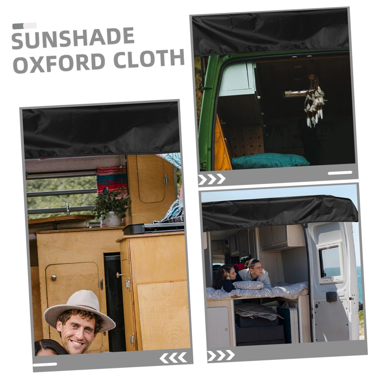 Parasole Camper Oxford Nero 176x114 Cm per Veicolo | Protezione Uv, Copertura Bagagliaio Posteriore Auto, Atmosfera Estiva, Telo Copertura Camper