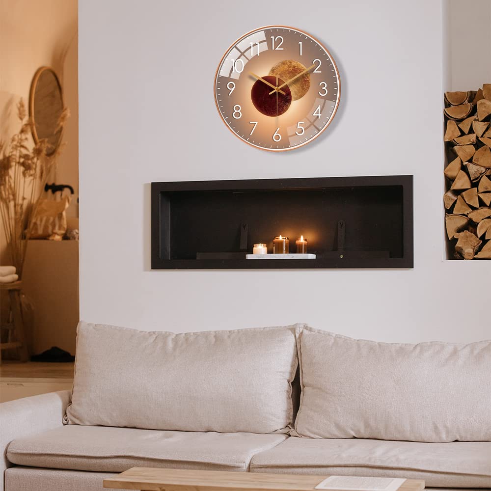 Horloge Murale Silencieuse 30cm Design Moderne Salon Cuisine Quartz Suspendue (Vénus Or)