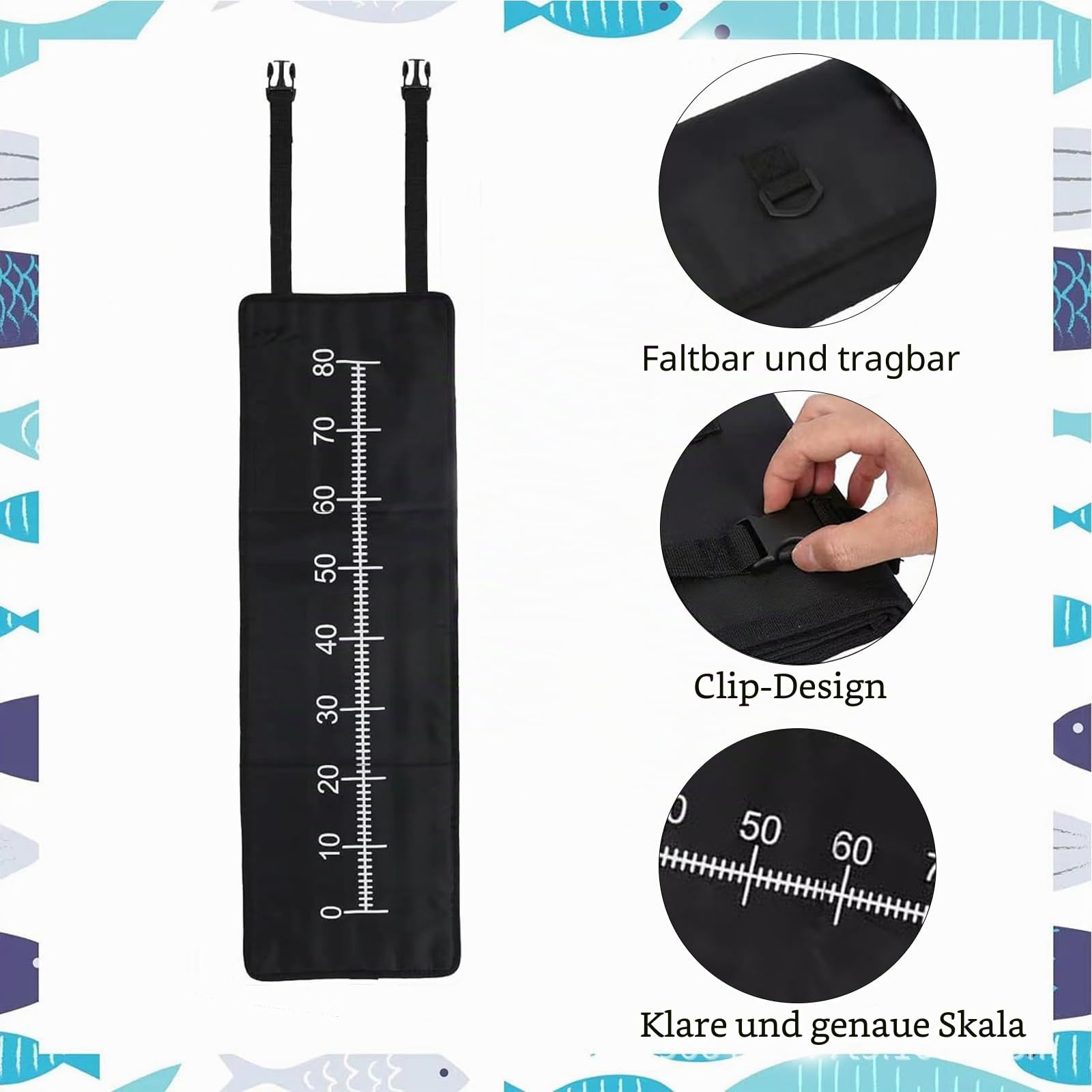 Abhakmatte, Abhakmatte mit Maßband, Abhakmatte Angeln 98 * 30CM, mit Zwei Elektrophoretischen Schnallen, Hilfsmittel für Angelanfänger, zum Messen von Fischen an Ort und Stelle