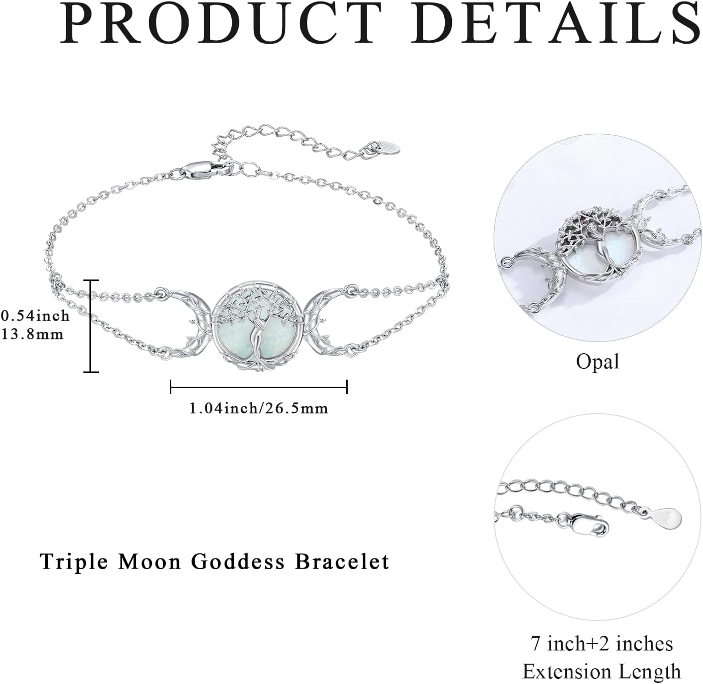 TRISHULA 925 Sterling Silver Bracelets for Women,Star of David Mushroom/Palm Tree/Evil of Eye/Feather Bracelet Link Bracelet Jewelry for Women
