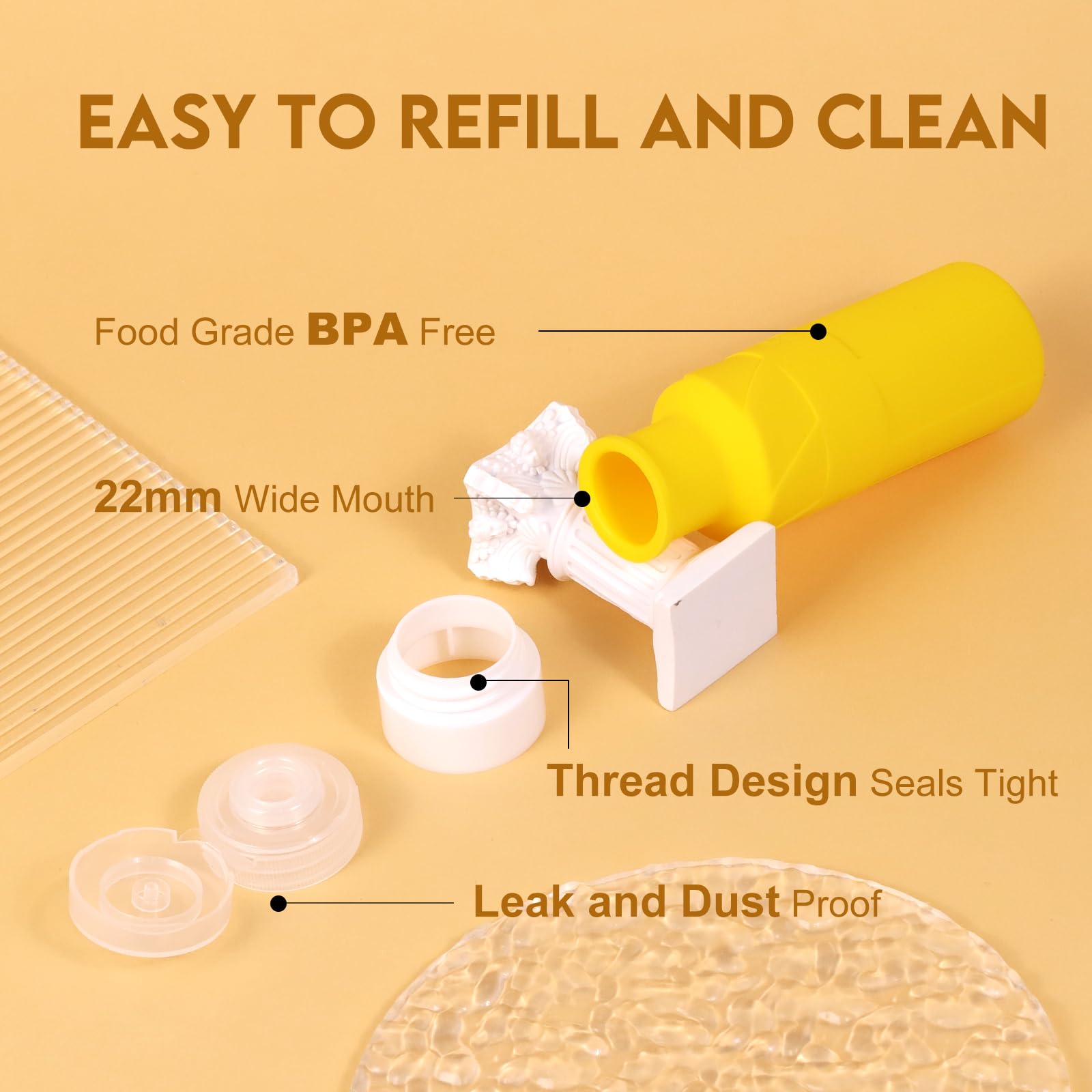 FADVAN Travel Bottles for Toiletries, 3.3oz Tsa Approved Travel Size Containers, BPA Free Leak Proof Toiletry Bottles, Refillable Easy to Squeeze and Clean (Macaron)