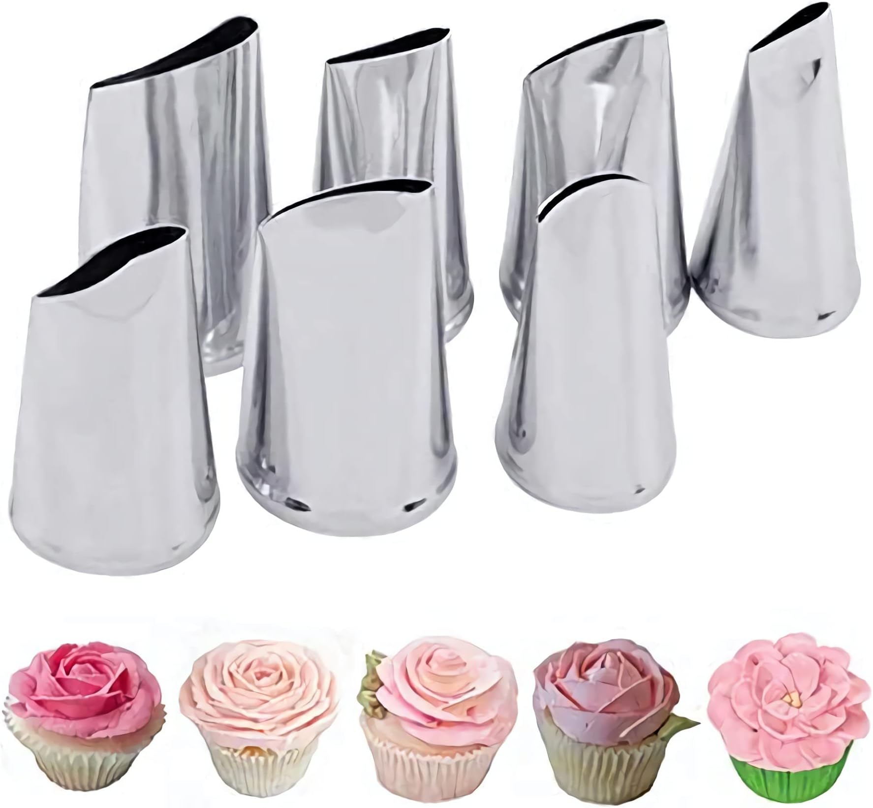 Cake Decorating Piping Nozzle Set, Buttercream Frosting Piping, Rose Nozzle Pastry Decorating Tool for Home Kitchen Cake Shop Making Cream Cakes (7 Pieces)
