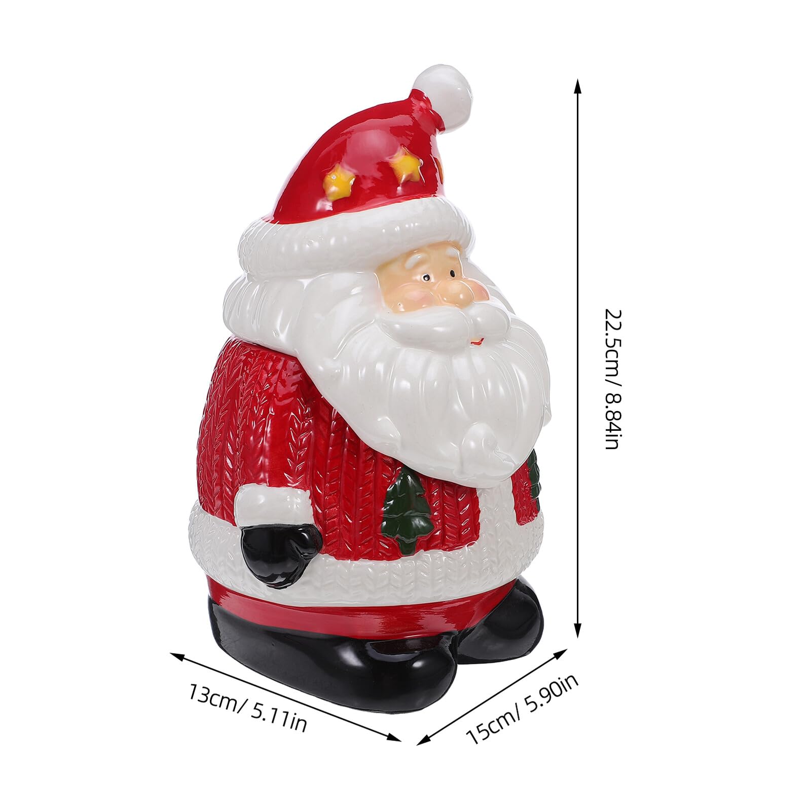 VALICLUD Boîte à Biscuits Père Noël Céramique Bol à Bonbons Hermétique Boîte Ronde Décorative Pour Centre De Table De Noël