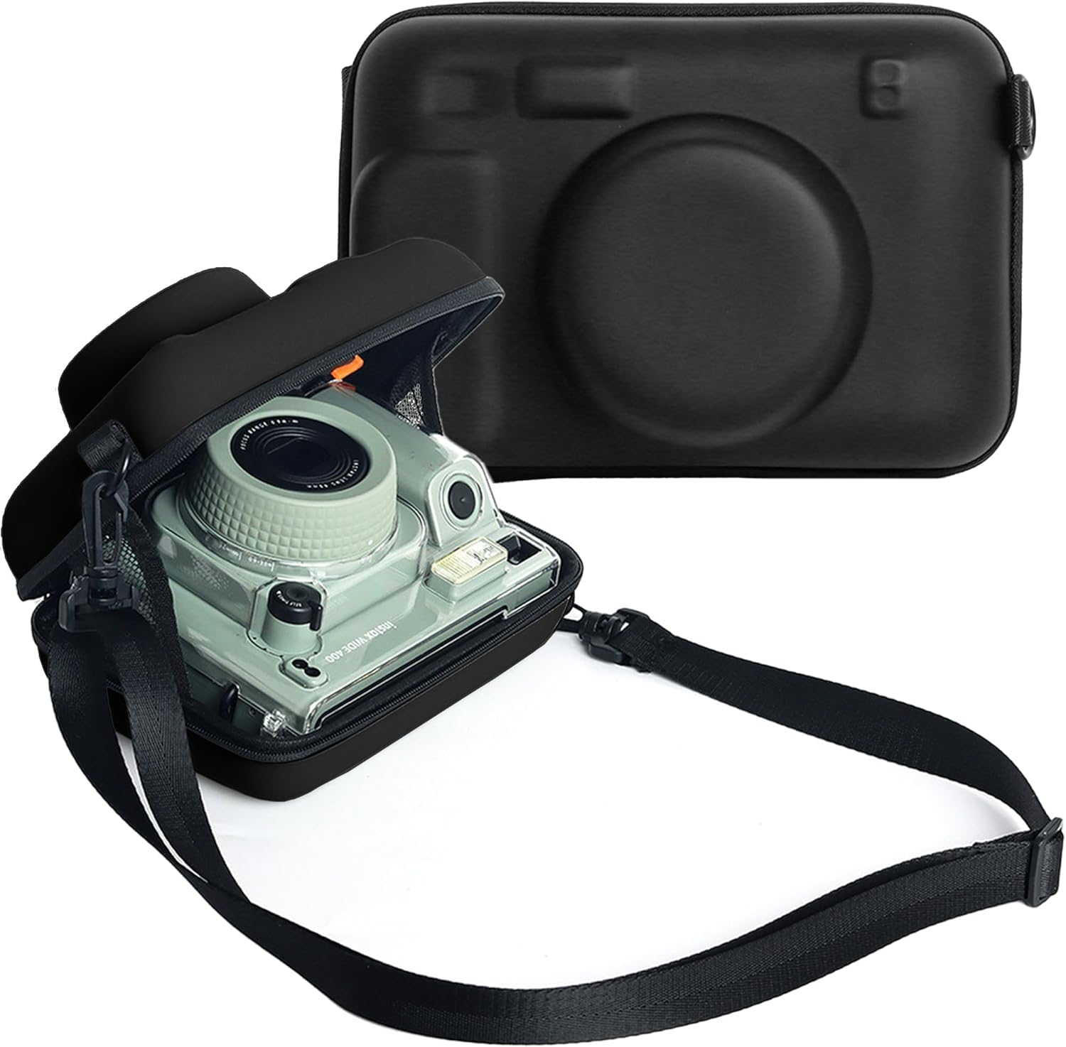 Zenko Instant Camera Protective Case Compatible with Fujjifilm Insta-x Wide 400/300/210/LOMO and Accessories, Hard Shell Shockproof Carrying Case with Mesh Pouch Removable Adjustable Strap (Black)-picture-17