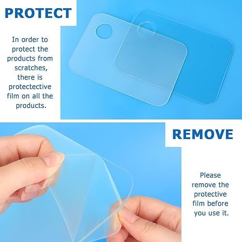 Miniatura 3 de Tamaki Paquete de 2 paletas de pintura acrílica de 9.8 x 5.9 pulgadas con paleta de pintura transparente, paleta antiadherente fácil de limpiar para