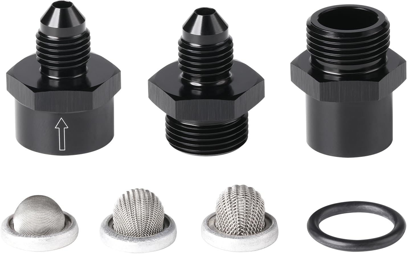 3AN Inline Fuel & Oil Feed Filter Set with 30 80 150 Micron Elements Aluminum Black