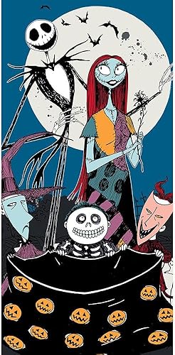 Miniatura 1 de Disney Toalla de Nightmare Before Christmas  Jack and Sally Towel mide aproximadamente 54 x 27 pulgadas  perfecta para baño, piscina, playa