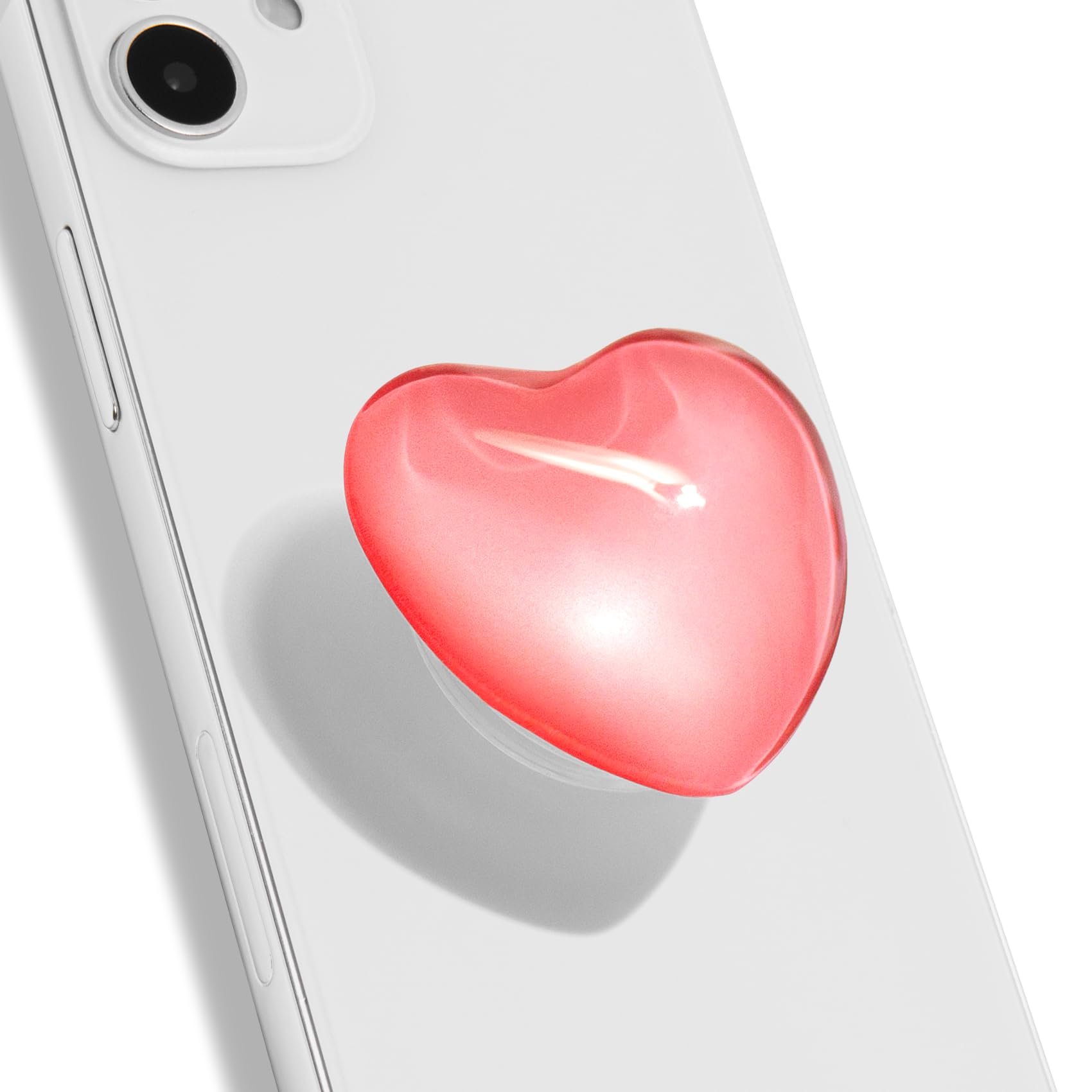 COMMONKUNSTGlass Crystal Heart Shape Collapsible Expandable Multi Functional Mobile Phone Grip & Kicktand (Pink)