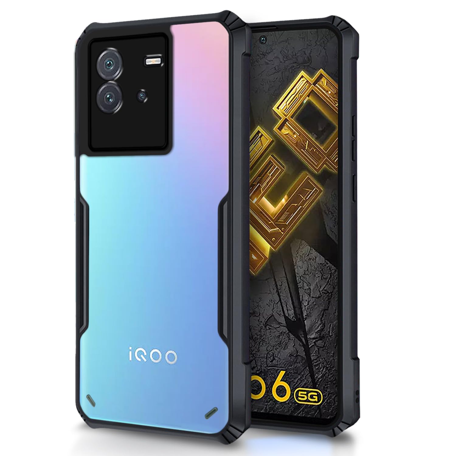 Pikkme iQOO Neo 6 5G Back Cover | Crystal Clear Transparent Back | Ultra Hyrbid | Full Camera Protection | Raised Edge | Bumper Back Case for iQOO Neo 6 5G (Plastic, Black) (B0C7WQFDTN) Amazon Price History, Amazon Price Tracker