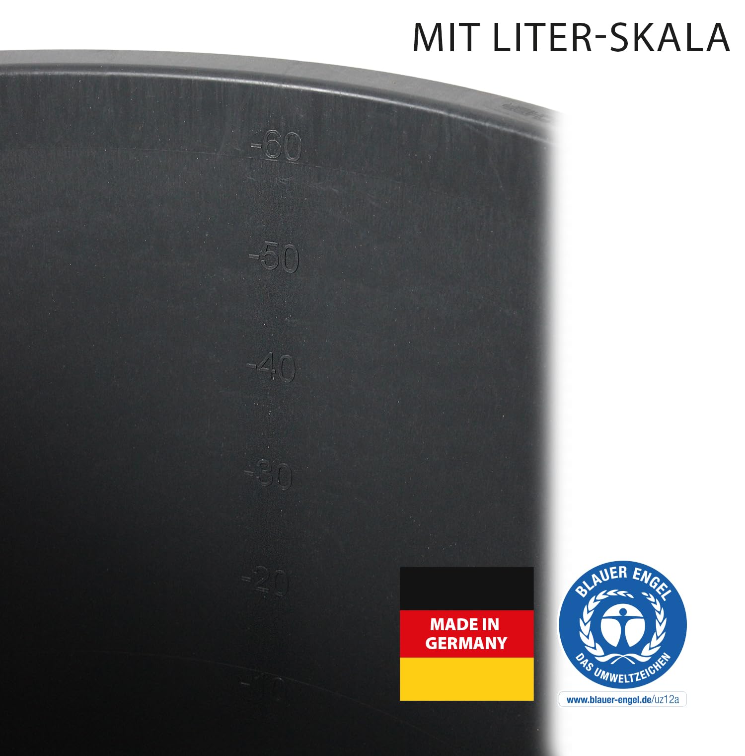 3 Stück Friesenthal Mörtelkübel, in 65L, Baukübel, Made in Germany - Blauer Engel