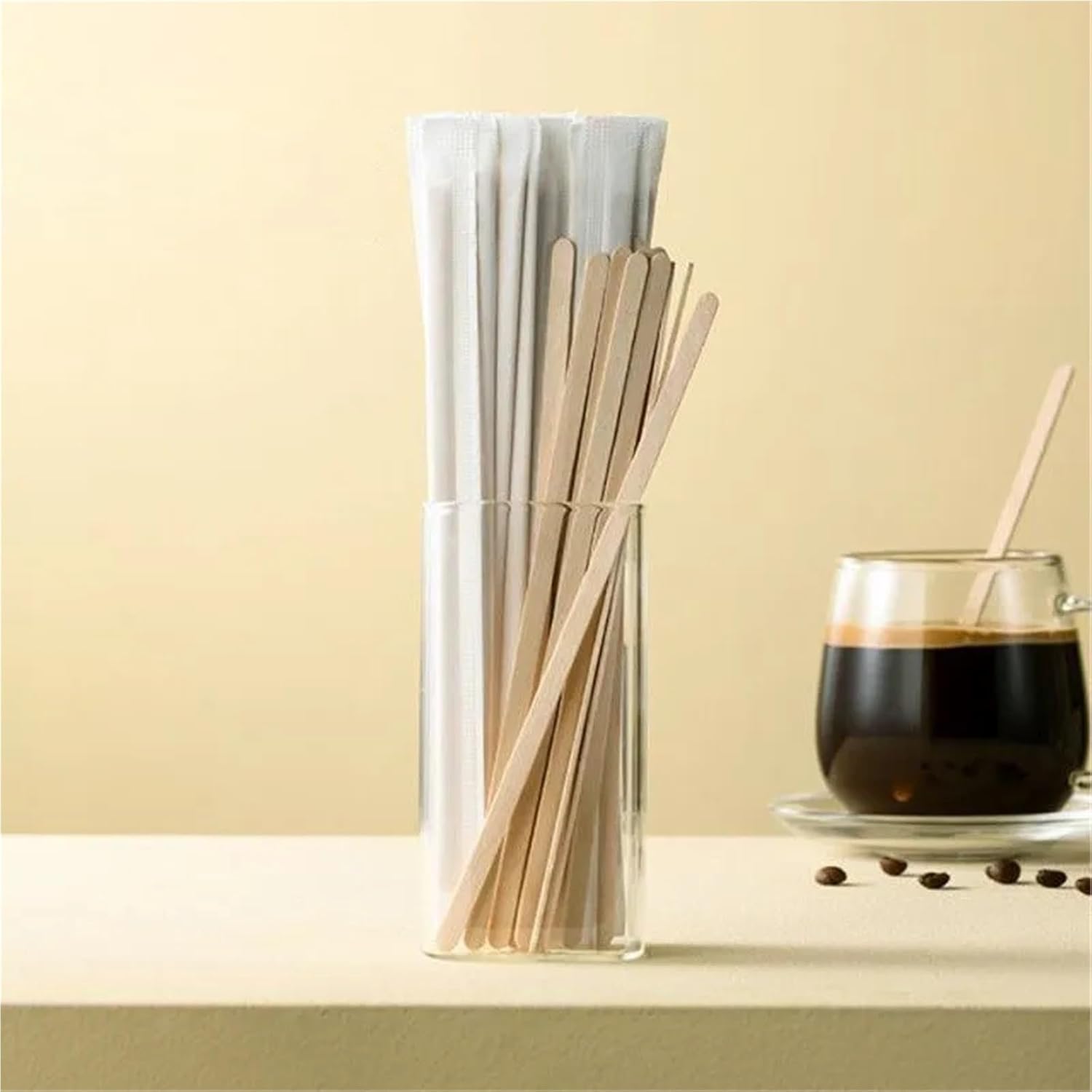 Wooden Coffee Stirrers 1000Pcs Coffee Dessert Cake Spoons Plastic Spoon Safe Tea Ice Cream Stick Stirring Bar Disposable(Straw)
