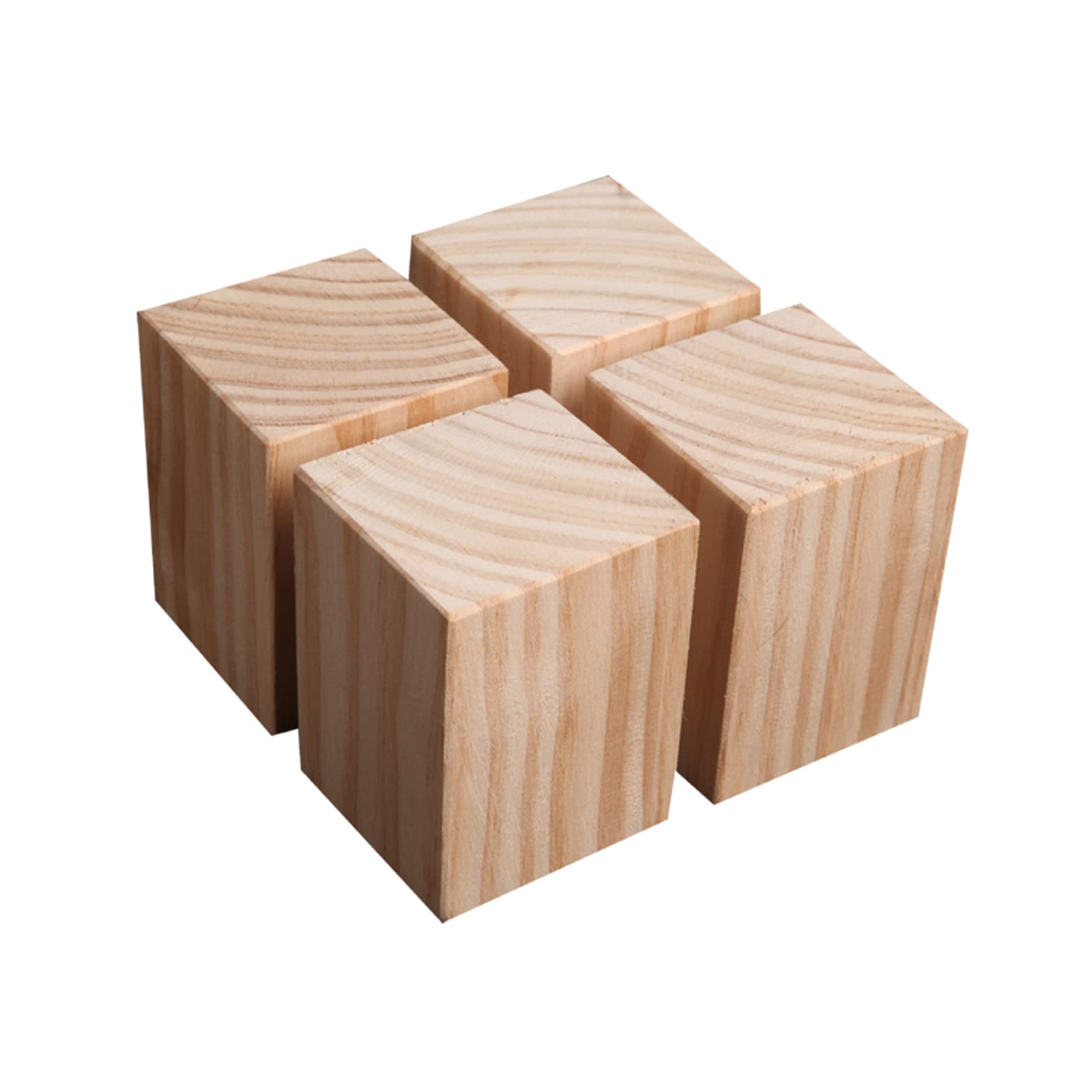Patas de cama de madera natural cuadradas, juego de 4 patas para mesa de comedor de 5x5x10 cm