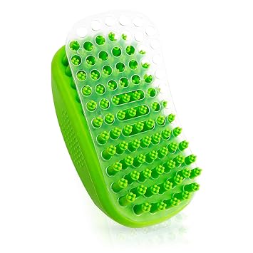 Pet Bath Massage Brush - Premium Cat and Dog Bath Brush Scrubber with Removable Cover - Soft Bristle Silicone Dog Brush for Short & Long Haired Pets - Dog Scrubber for Bath Green