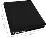 GraduatePro Zippered Leather Business Padfolio Notebook with Letter Size Clipboard, A4 Portfolio Binder & Organizer Folder, Interview/Resume Document Organizer with Sleeve Holder Black