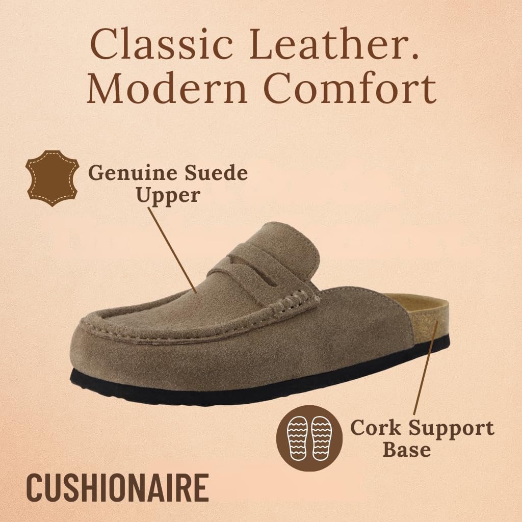 CUSHIONAIRE Fondu Genuine Leather Mule Clogs for Women, Comfortable Slip On Womens Shoes with Penny Strap Accent and Memory Foam Footbed - Image 5