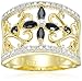 Yellow Gold-Plated Sterling Silver Sapphire Flower Ring
