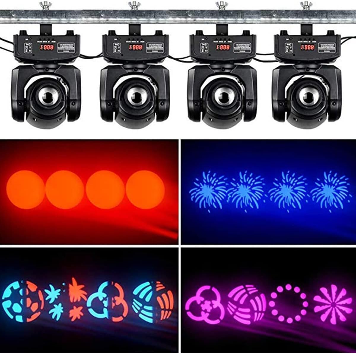 BETOPPER Lyre Beam 30W Jeu de Lumière DJ 7 Gobo 7 Couleurs Lumiere Disco 2P | RGBW Lumière de Scène 7+1 Couleurs & 7+1 Motifs Tête Mobile DMX512 Projecteur Lumiere Soiree Pour Danse Bar Spectacle