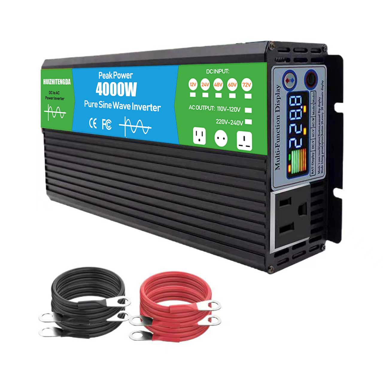 72V A 110V 3000 Watt Pure Sine Wave Inverter, DC 12V A 220V AC Power Inverter per Veicolo, RV, Camion, off-Grid, Auto Power Inverter