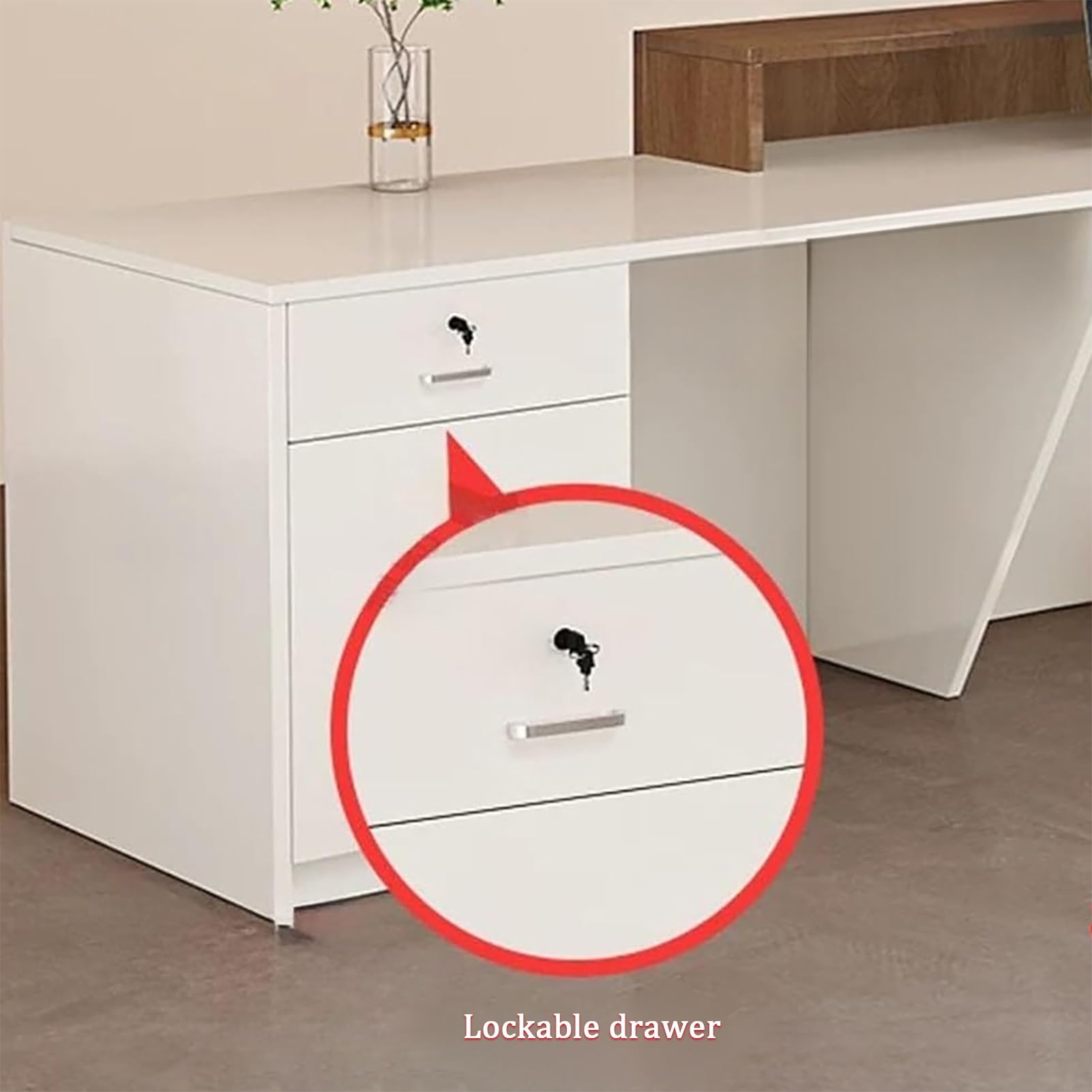 Czarny drewniany blat recepcyjny z zamykaną szufladą na biurko do sprzedaży detalicznej taca na klawiaturę w zestawie 120 x 60 x 100 cm – idealna do biur i firm