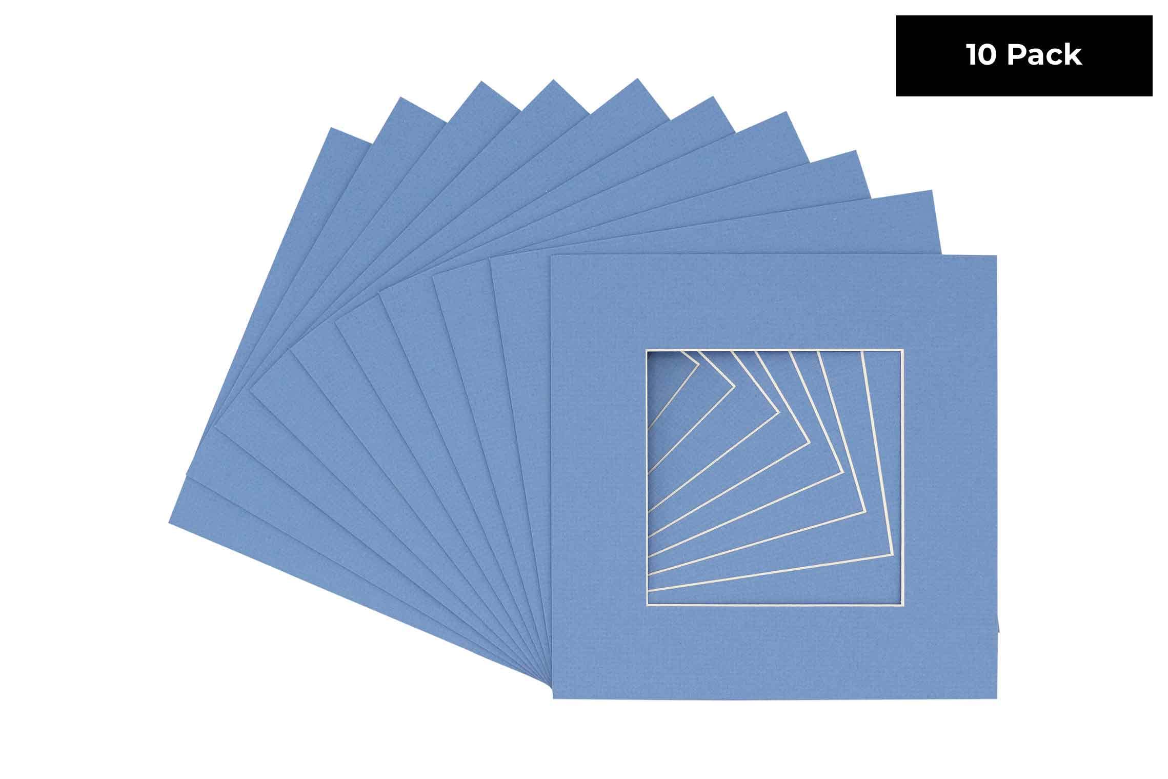 CountryArtHouse Brittany Blue Acid Free 12x12 Square Picture Frame Mat with White Core Bevel Cut for 8x8 Pictures - Fits 12x12 Frame - Pack of 10 Matboards