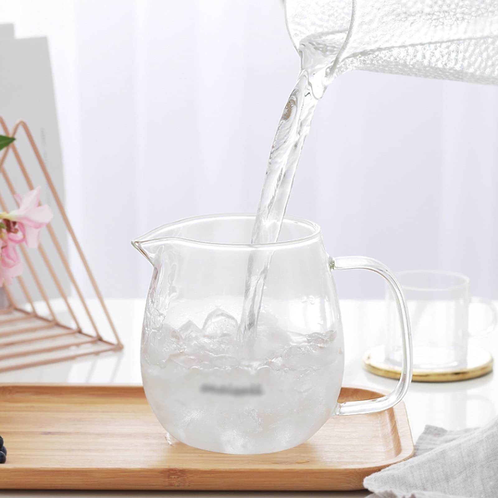 Jarra Agua Fria Jarra de vidrio simple con forro vertical Alto Borosilicate Jarra de vidrio Jugo de tetera para el hogar para el hogar, restaurante, cafetería Jarra Agua Detox Frutas ( Size : Small )
