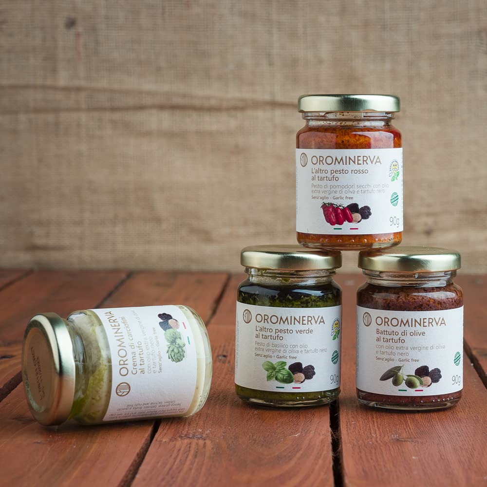 OROMINERVA - Set pesti e creme al tartufo da 8 vasetti - Pesti e creme senza aglio e vegetariani