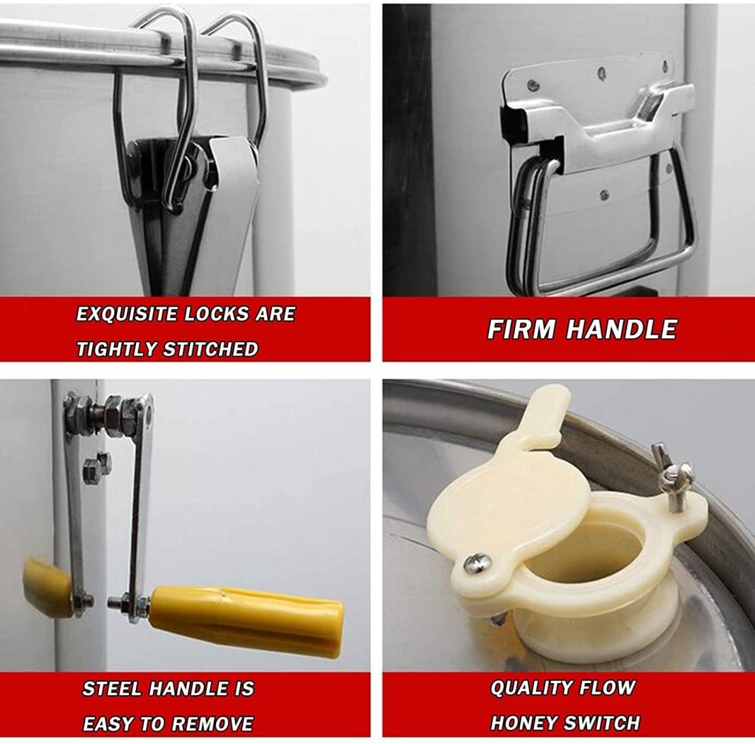 FAXIOAWA Estrattore centrifugo per Miele, estrattore Manuale per Miele a 2 telai con Supporto, Filtro, Strumento per la separazione del Miele con scuotitore per Apicoltura di Grandi Dimensioni