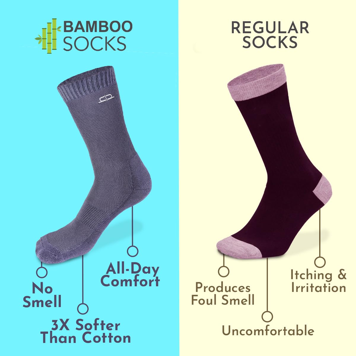 HEELIUM Bamboo Socks For Men|Crew Length Socks|Formal & Office Wear|Odour Free & Breathable|3X Softer Than Cotton Socks, Multicolor - Image 2 thumbnail