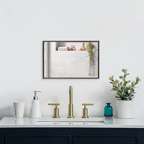 Miniatura 3 de AAZZKANG Espejo Rectangular con Marco de Metal Retro Espejos de Pared para Baño Dormitorio Decoración del Hogar Pequeño Bronce,Negro,Azul,Gris