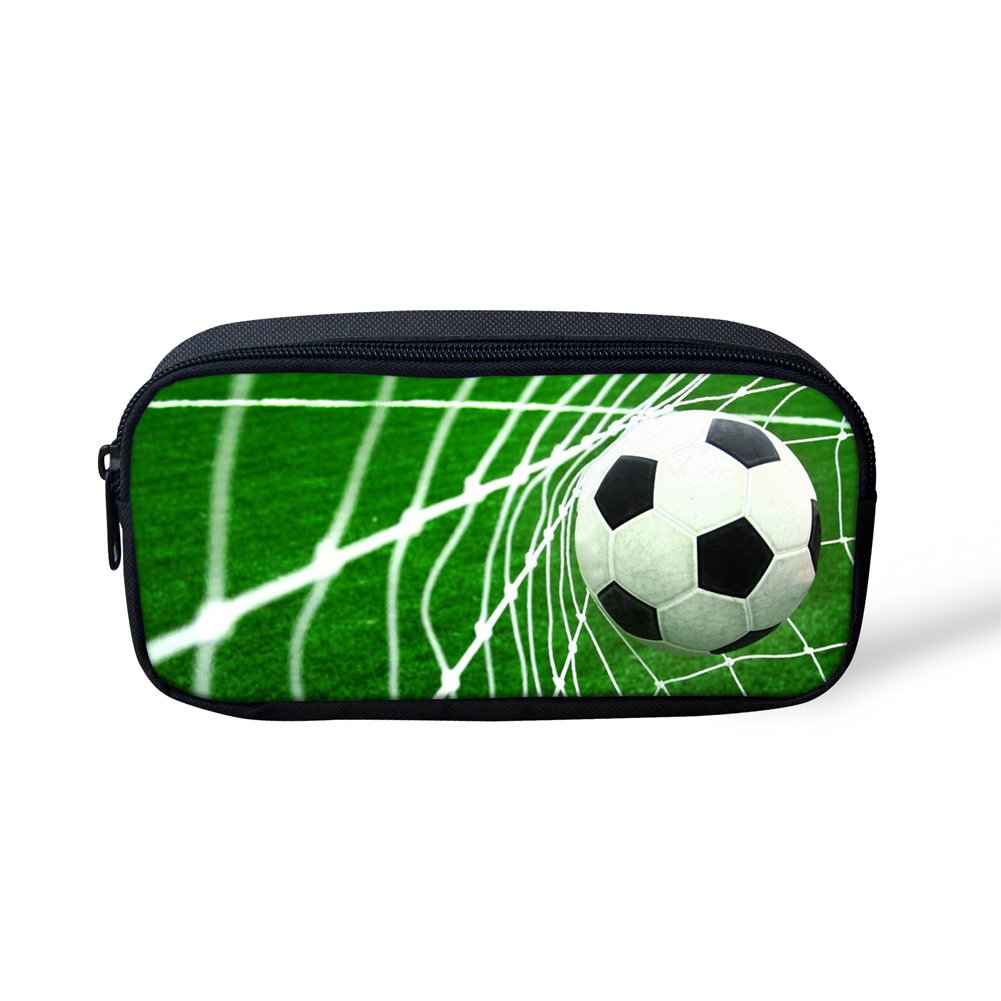 POLERO Pen Bag Smooth Zip Pencil Case Pencil Pouch for Kids Boys Girls Stationery Pouch School Supplies Adults Office Organizer Makeup Bag Football Pattern Pencil Bag for Gift