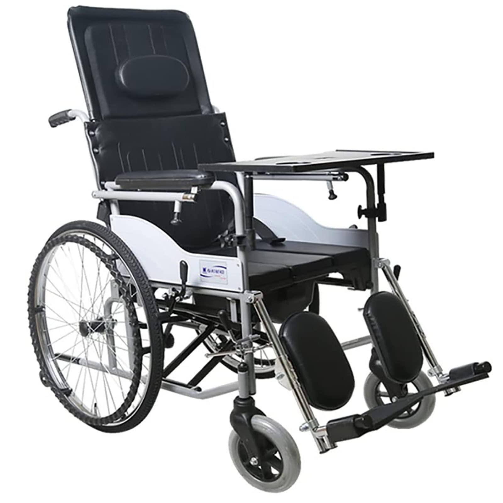 PEAMAN Ultra Ligero Plegable Silla de Ruedas, Reclinable estándar con reposacabezas extraíble Ayuda a la Movilidad Silla de Viaje cómoda y...