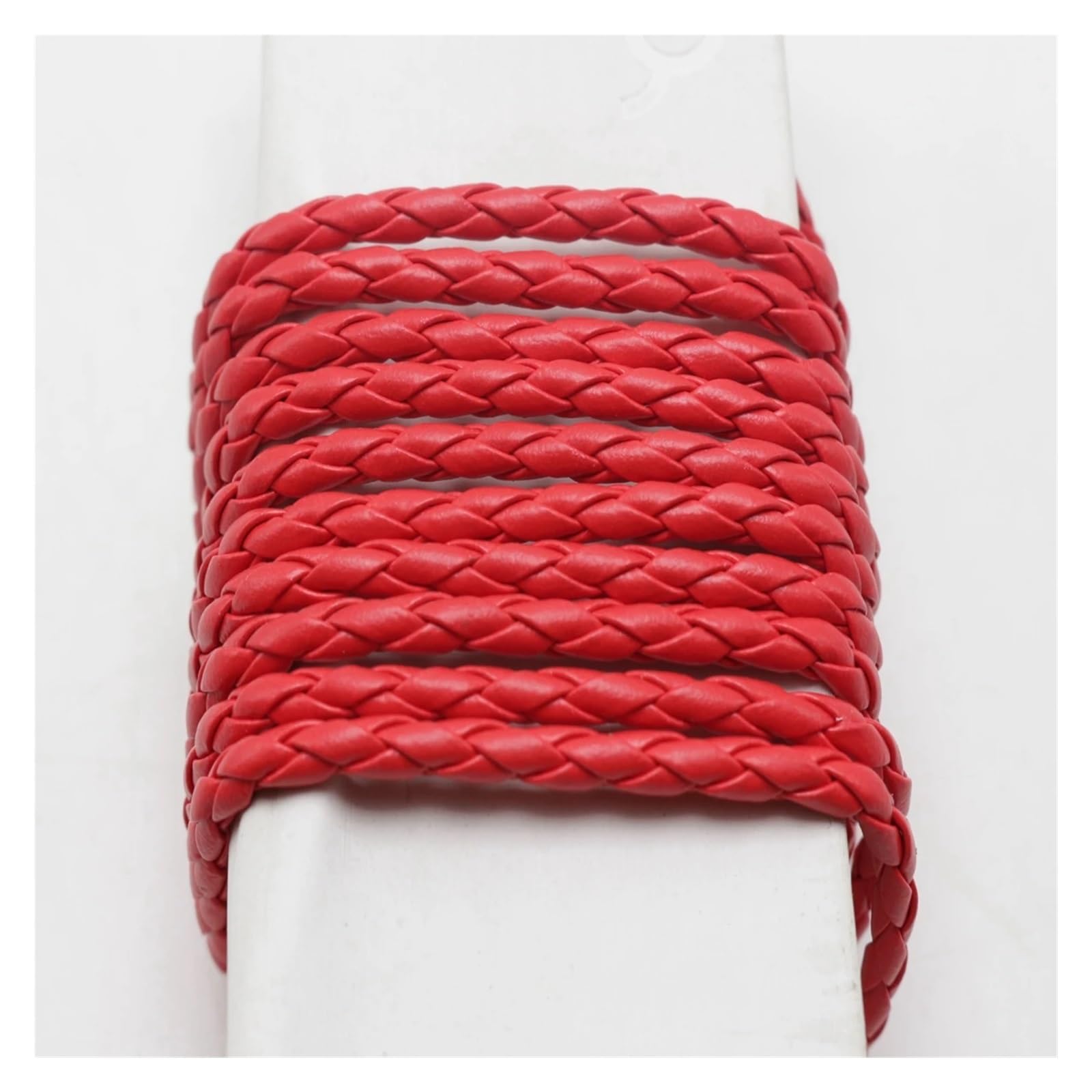 Jfnklfg Red Leather Cord 16.4 Feet Braided Leatheroid String Jewelry Making Cord 4Mm(Red)