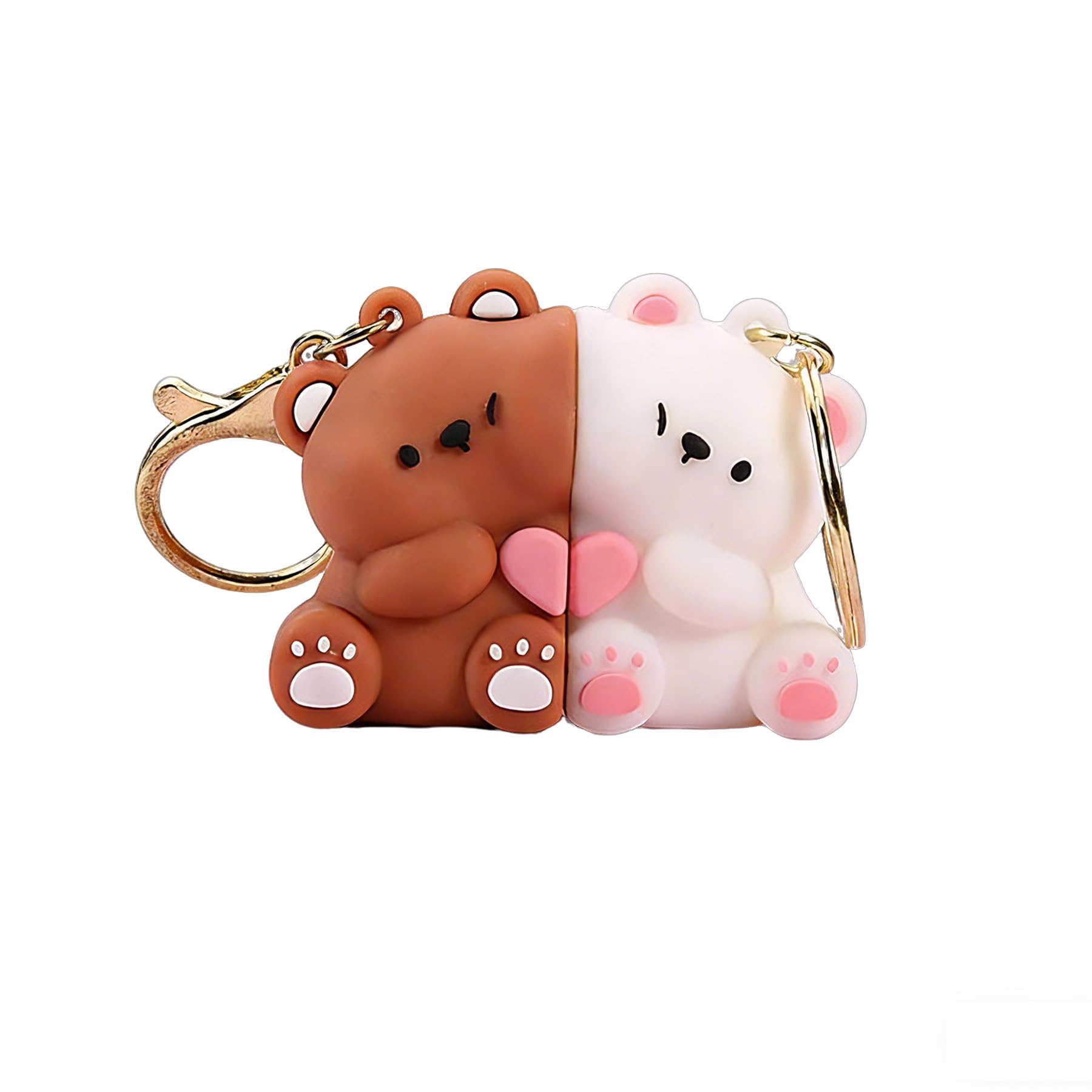 2pcs Cute Keychains Matching Keychains for Couples,Bear Couple Keychain,Valentines Day Gifts for Him/Her