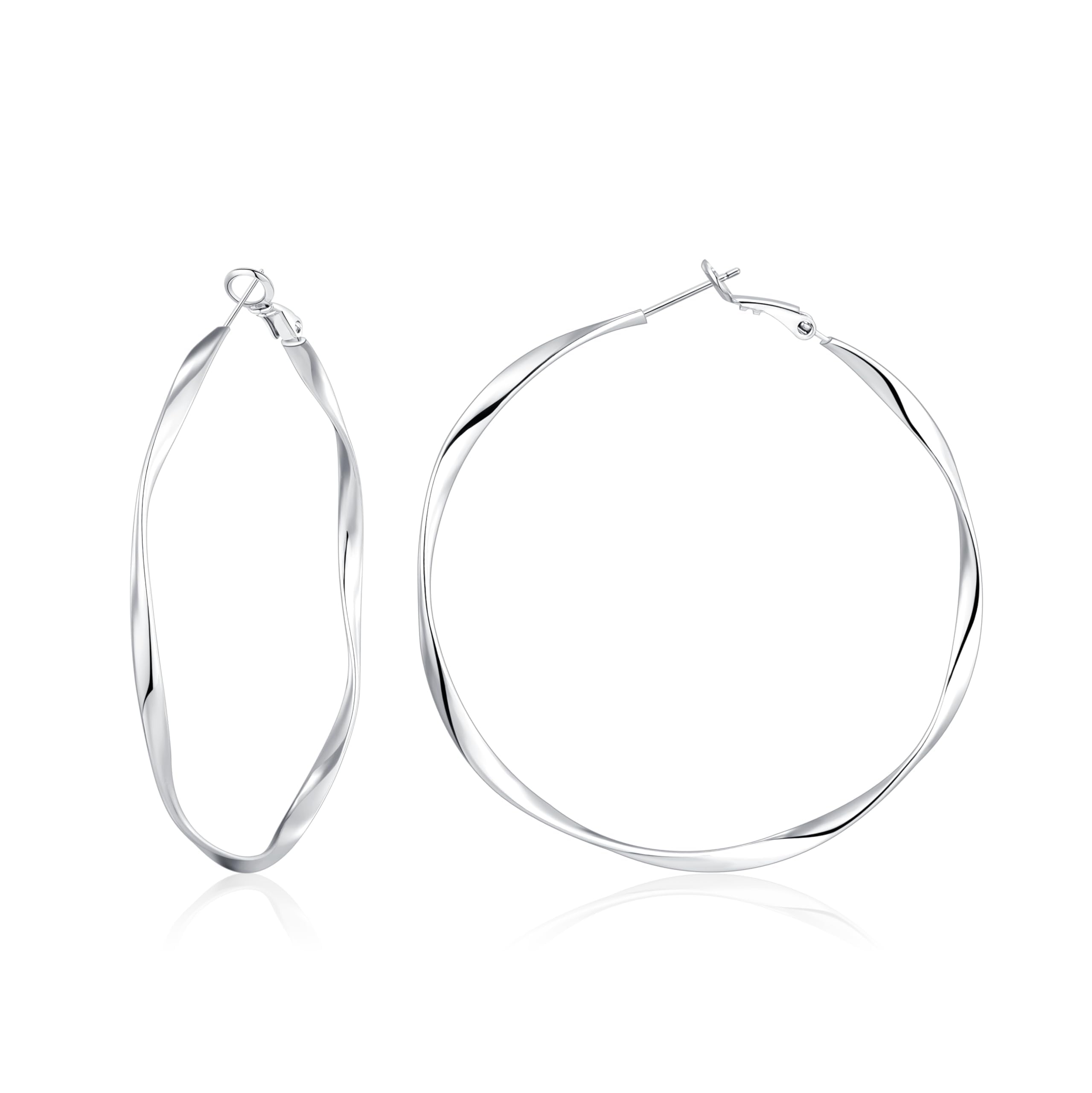 BMMYE Gold-Creolen Für Damen, 925 Sterling Silber,Leichte Hypoallergene Creolen Aus Sterlingsilber Für Frauen 30MM 40MM 50MM 60MM